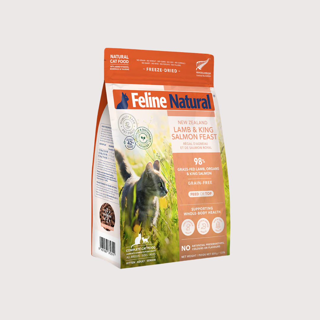 〖新包裝+新配方〗F9 Feline Natural 凍乾貓糧 - 羊肉 & 三文魚盛宴 (320g, 800g)