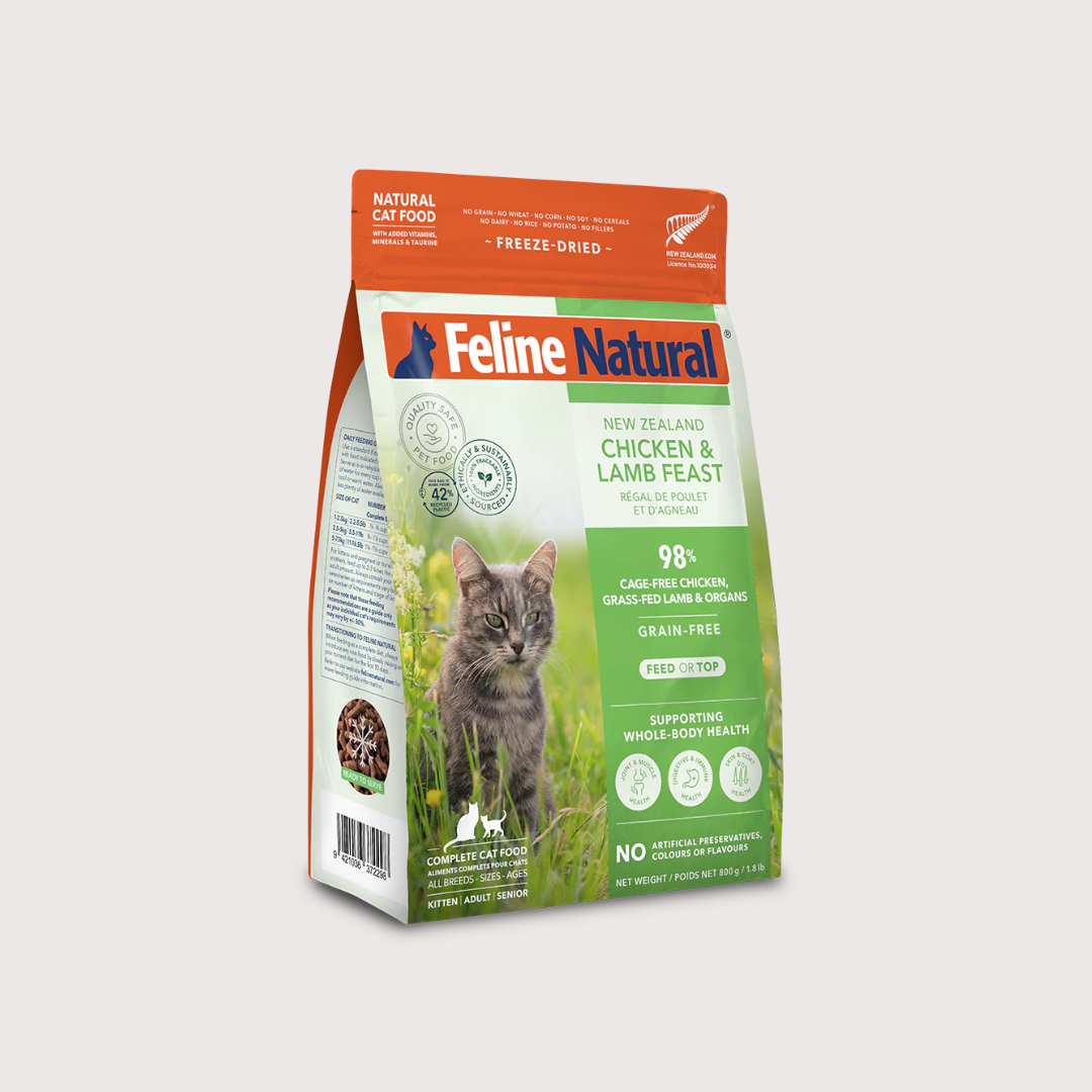 〖新包裝+新配方〗F9 Feline Natural 凍乾貓糧 - 雞肉 & 羊肉盛宴 (320g, 800g)