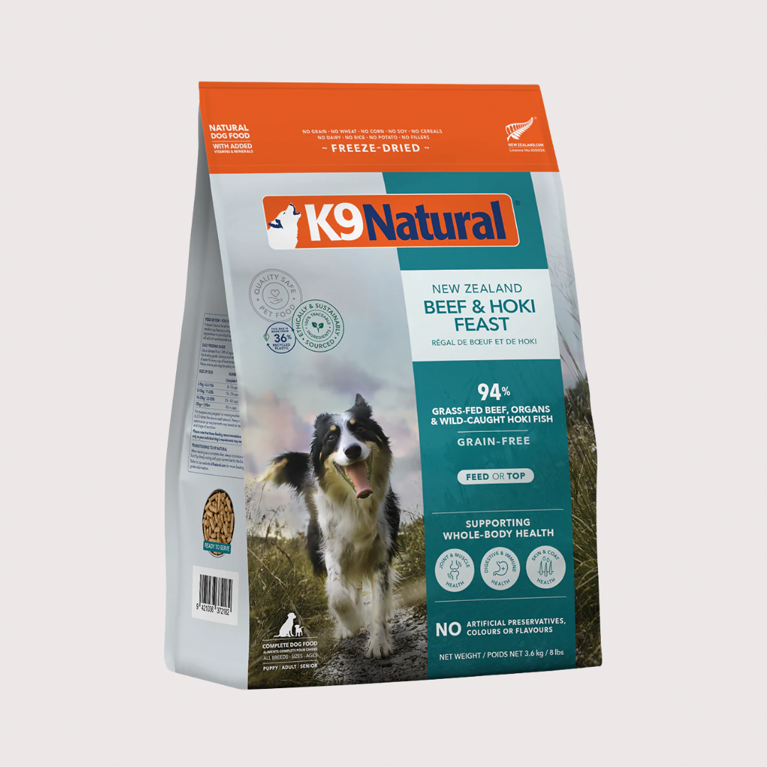 K9 Natural 凍乾生肉狗糧 - 牛肉藍尖尾鱈魚盛宴 (500g, 1.8kg, 3.6kg)