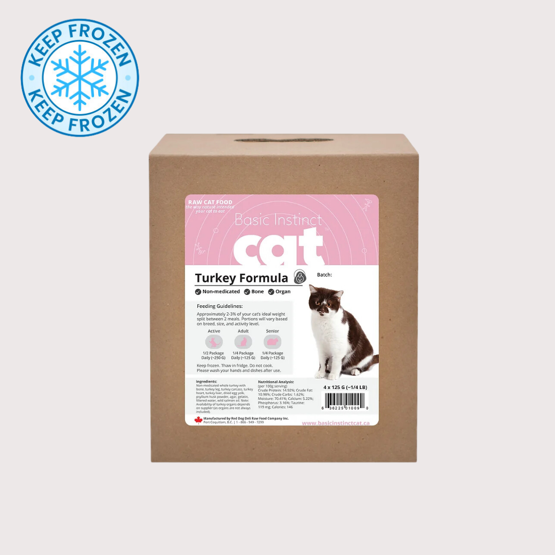 RDBK BASIC INSTINCT 急凍生肉貓糧｜Turkey 火雞 (4x 125g tray x 4)