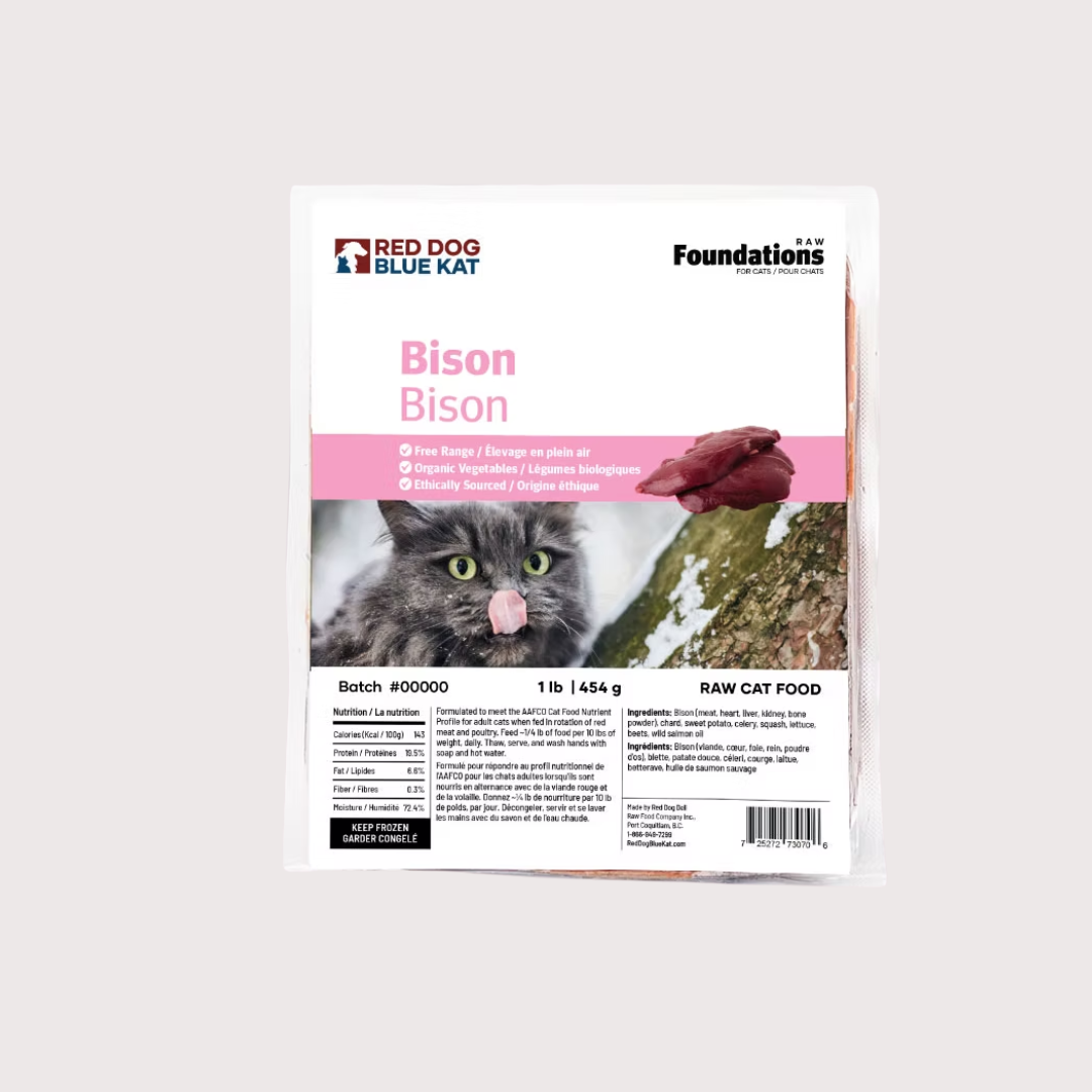 RDBK FOUNDATIONS 急凍生肉貓糧｜Bison 北美野牛 (4x 1/4lb tray x 6)