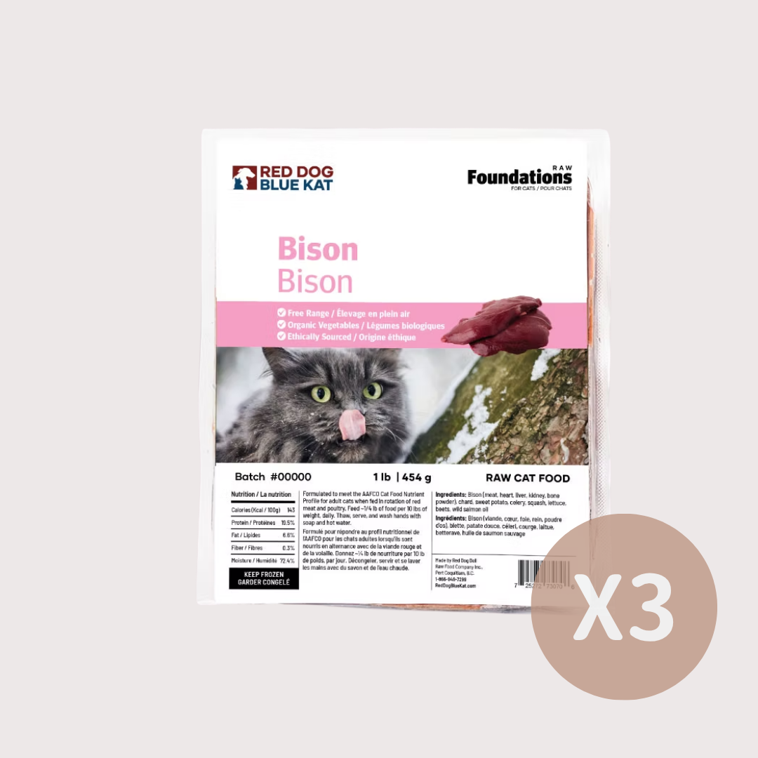 RDBK FOUNDATIONS 急凍生肉貓糧｜Bison 北美野牛 (4x 1/4lb tray x 6)