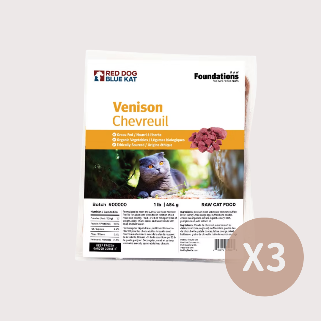 RDBK FOUNDATIONS 急凍生肉貓糧｜Venison 鹿 (4x 1/4lb tray x 6)