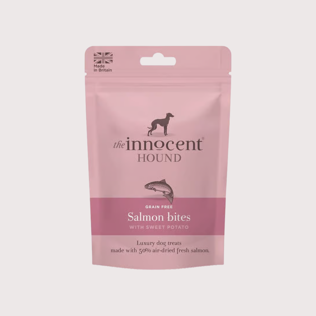 The Innocent Hound 紅薯三文魚狗狗小食 10 件裝包裝正面