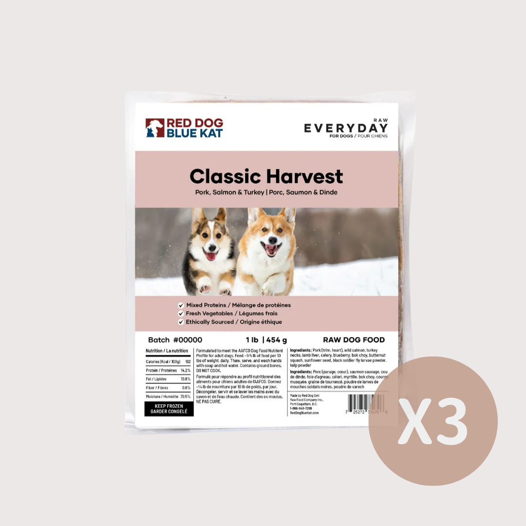 RDBK EVERYDAY 急凍生肉狗糧｜Classic Harvest 豬肉/ 魚/ 火雞