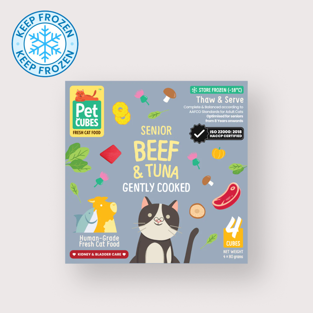 PetCubes 急凍輕煮鮮食老貓糧｜Beef & Tuna 牛肉 & 吞拿魚