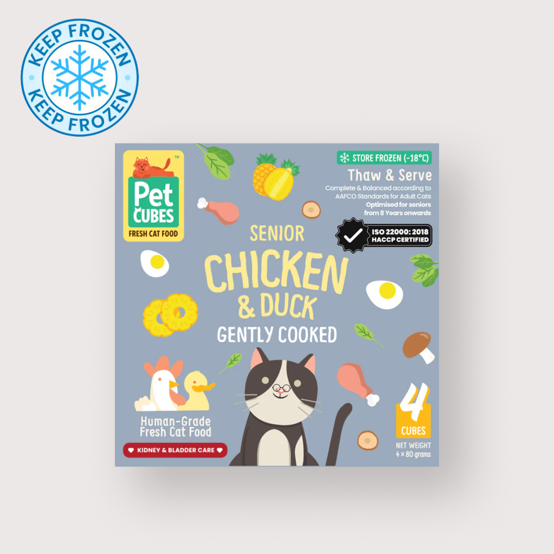 PetCubes 急凍輕煮鮮食老貓糧｜Chicken & Duck 雞肉 & 鴨肉