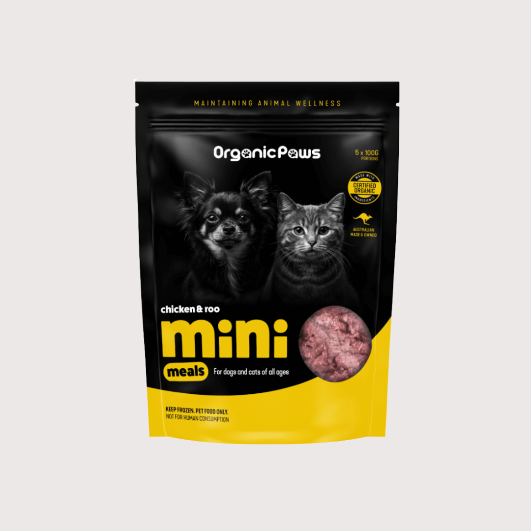 MINI MEALS 急凍迷你生肉貓狗糧｜有機認證雞肉&袋鼠配方 (100gm x 5)