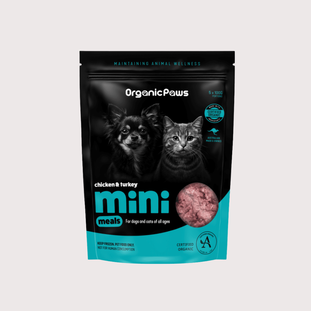 MINI MEALS 急凍迷你生肉貓狗糧｜有機認證雞肉&火雞配方 (100gm x 5)