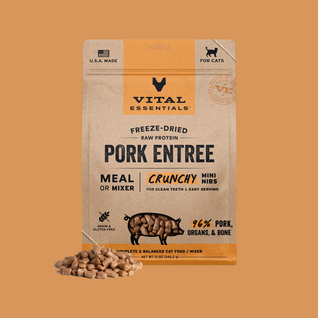 Vital Essentials 凍乾生肉貓糧｜迷你肉粒｜豬肉