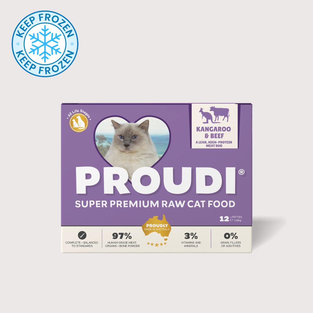 PROUDI 急凍生肉貓糧｜袋鼠肉和牛肉配方 (90g x 12)