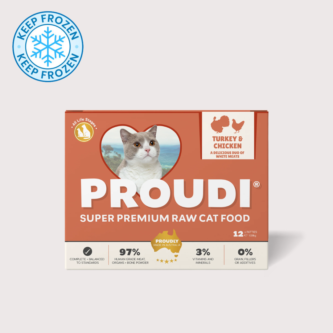 PROUDI 急凍生肉貓糧｜火雞肉和雞肉配方 (90g x 12)