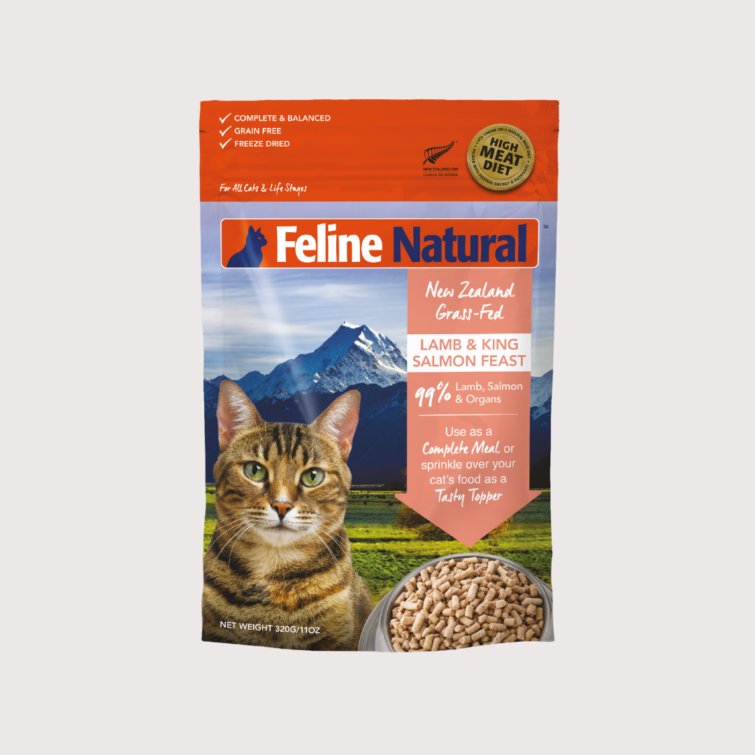 〖新包裝+新配方〗F9 Feline Natural 凍乾貓糧 - 羊肉 & 三文魚盛宴 (320g, 800g)
